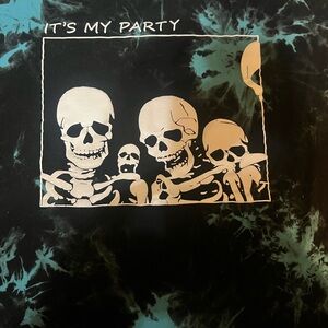 Skeleton “It’s my Party” tie dye tee